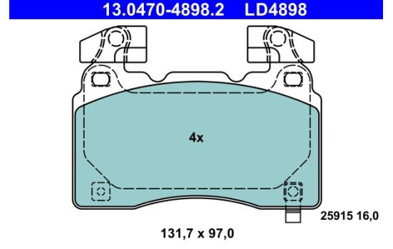 Brake pad set, disc brake 13.0470-4898.2 ATE