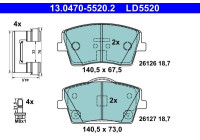 Brake pad set, disc brake 13.0470-5520.2 ATE