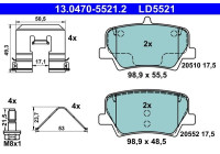 Brake pad set, disc brake 13.0470-5521.2 ATE