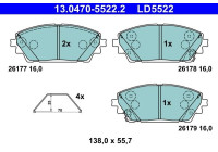 Brake pad set, disc brake 13.0470-5522.2 ATE