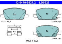 Brake pad set, disc brake 13.0470-5527.2 ATE