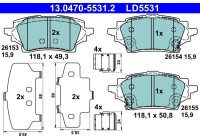 Brake pad set, disc brake 13.0470-5531.2 ATE