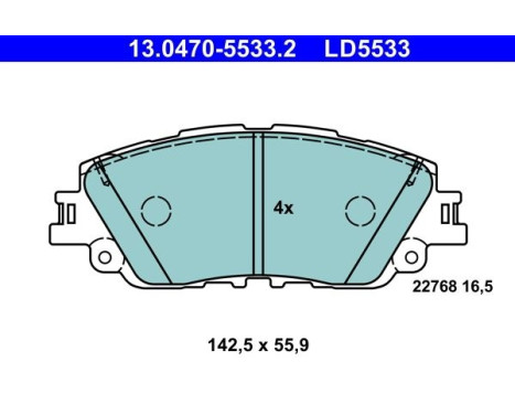 Brake pad set, disc brake 13.0470-5533.2 ATE
