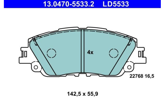 Brake pad set, disc brake 13.0470-5533.2 ATE