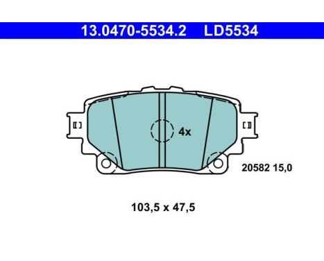 Brake pad set, disc brake 13.0470-5534.2 ATE