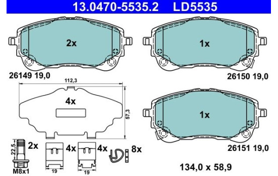 Brake pad set, disc brake 13.0470-5535.2 ATE