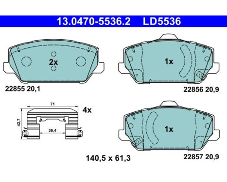 Brake pad set, disc brake 13.0470-5536.2 ATE