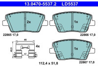 Brake pad set, disc brake 13.0470-5537.2 ATE