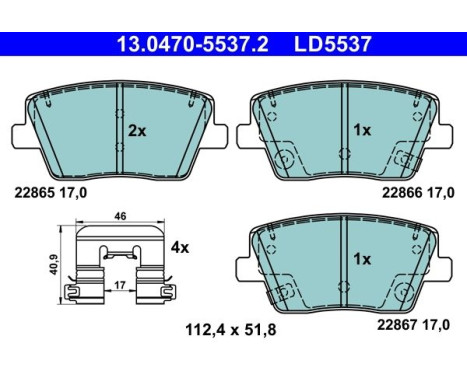 Brake pad set, disc brake 13.0470-5537.2 ATE