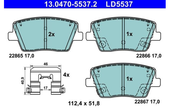 Brake pad set, disc brake 13.0470-5537.2 ATE