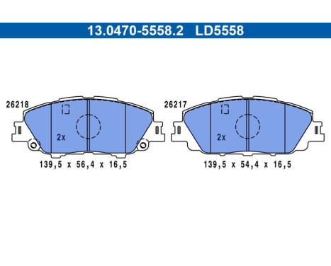 Brake pad set, disc brake 13.0470-5558.2 ATE