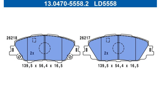 Brake pad set, disc brake 13.0470-5558.2 ATE