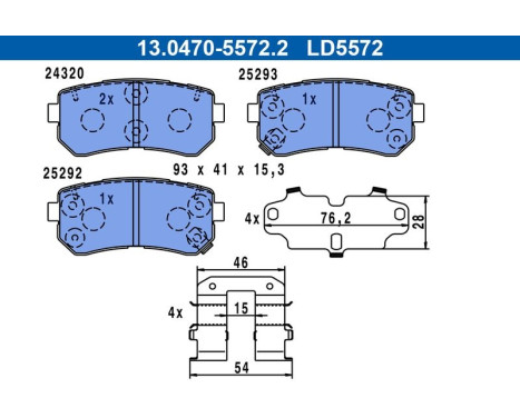 Brake pad set, disc brake 13.0470-5572.2 ATE