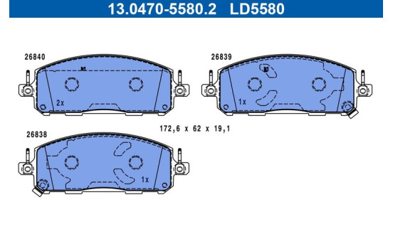 Brake pad set, disc brake 13.0470-5580.2 ATE