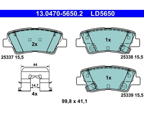 Brake pad set, disc brake 13.0470-5650.2 ATE