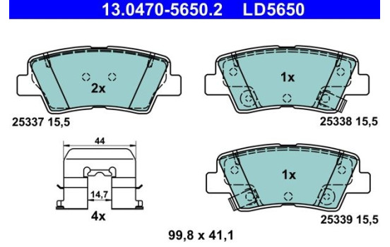 Brake pad set, disc brake 13.0470-5650.2 ATE