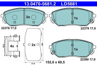Brake pad set, disc brake 13.0470-5681.2 ATE