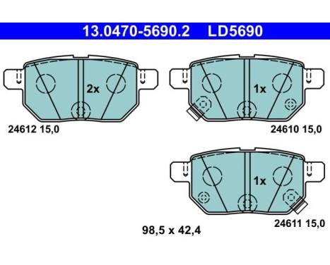 Brake pad set, disc brake 13.0470-5690.2 ATE