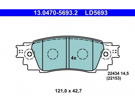 Brake pad set, disc brake 13.0470-5693.2 ATE