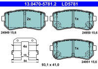 Brake pad set, disc brake 13.0470-5781.2 ATE