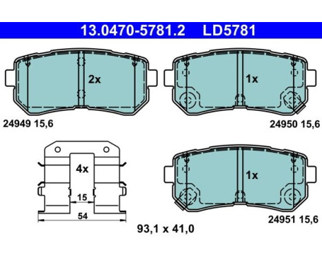 Brake pad set, disc brake 13.0470-5781.2 ATE