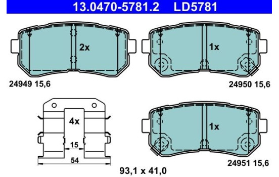 Brake pad set, disc brake 13.0470-5781.2 ATE