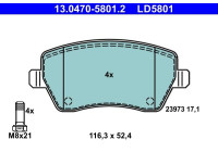 Brake pad set, disc brake 13.0470-5801.2 ATE