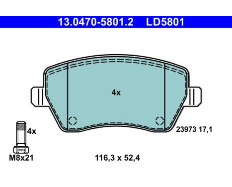 Brake pad set, disc brake 13.0470-5801.2 ATE