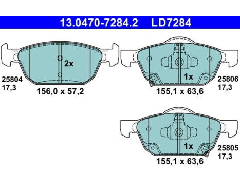 Brake pad set, disc brake 13.0470-7284.2 ATE