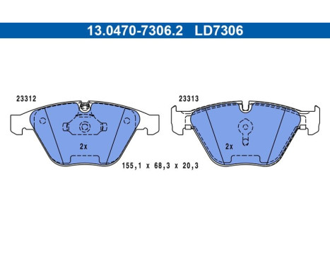 Brake pad set, disc brake 13.0470-7306.2 ATE