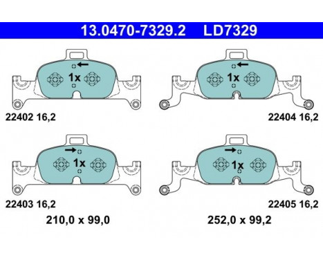 Brake pad set, disc brake 13.0470-7329.2 ATE