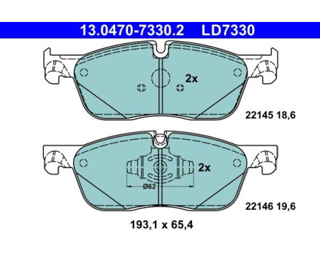 Brake pad set, disc brake 13.0470-7330.2 ATE