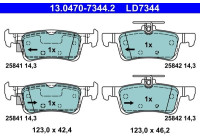 Brake pad set, disc brake 13.0470-7344.2 ATE