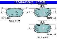 Brake pad set, disc brake 13.0470-7350.2 ATE