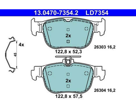 Brake pad set, disc brake 13.0470-7354.2 ATE