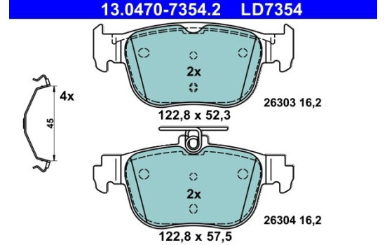 Brake pad set, disc brake 13.0470-7354.2 ATE