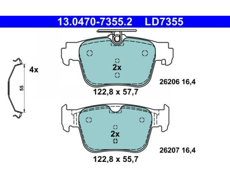 Brake pad set, disc brake 13.0470-7355.2 ATE