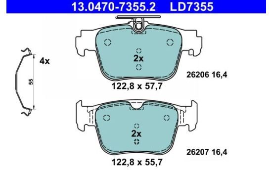 Brake pad set, disc brake 13.0470-7355.2 ATE