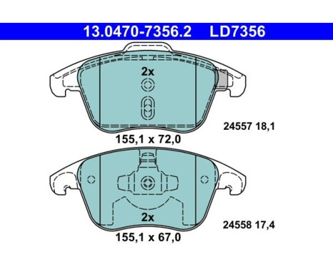 Brake pad set, disc brake 13.0470-7356.2 ATE