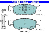 Brake pad set, disc brake 13.0470-7360.2 ATE
