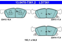 Brake pad set, disc brake 13.0470-7361.2 ATE