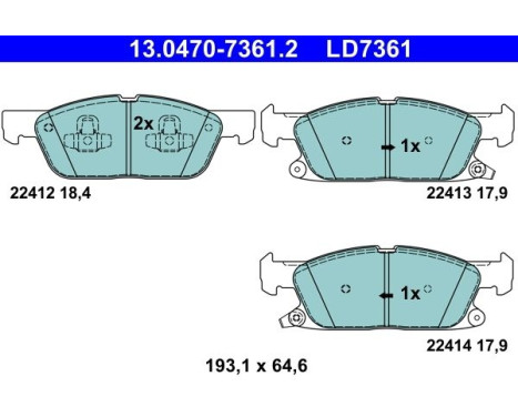 Brake pad set, disc brake 13.0470-7361.2 ATE