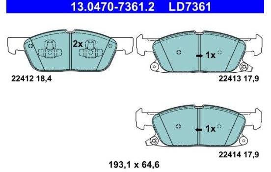 Brake pad set, disc brake 13.0470-7361.2 ATE