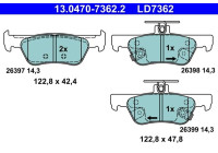 Brake pad set, disc brake 13.0470-7362.2 ATE