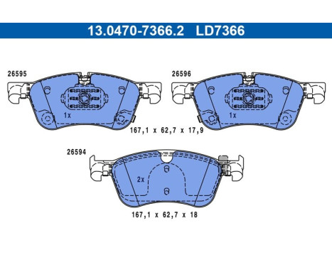 Brake pad set, disc brake 13.0470-7366.2 ATE