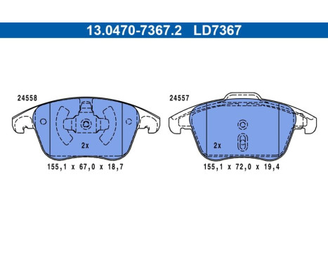 Brake pad set, disc brake 13.0470-7367.2 ATE