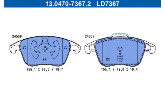 Brake pad set, disc brake 13.0470-7367.2 ATE