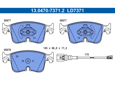 Brake pad set, disc brake 13.0470-7371.2 ATE
