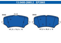 Brake pad set, disc brake 13.0480-2665.2 ATE