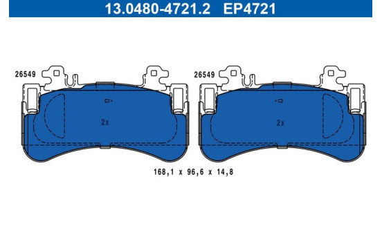Brake pad set, disc brake 13.0480-4721.2 ATE
